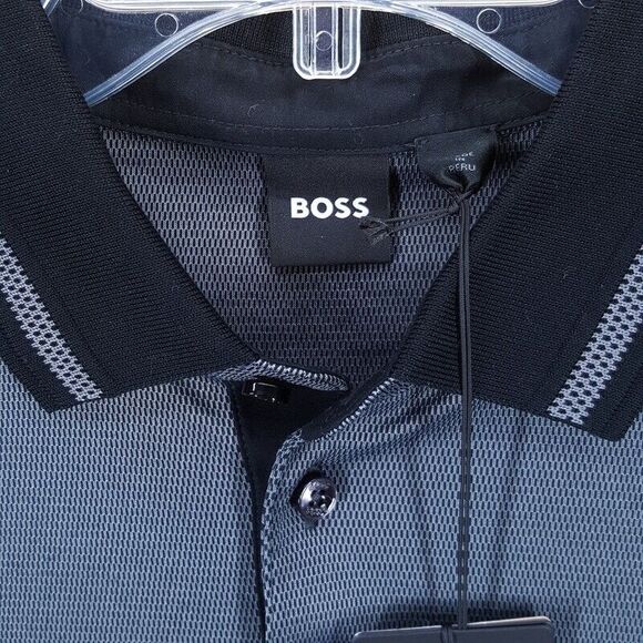 HUGO BOSS Polo Shirt Mens Small Gray Long Sleeve Contrast Collar PLEINS $148 - Picture 3 of 10